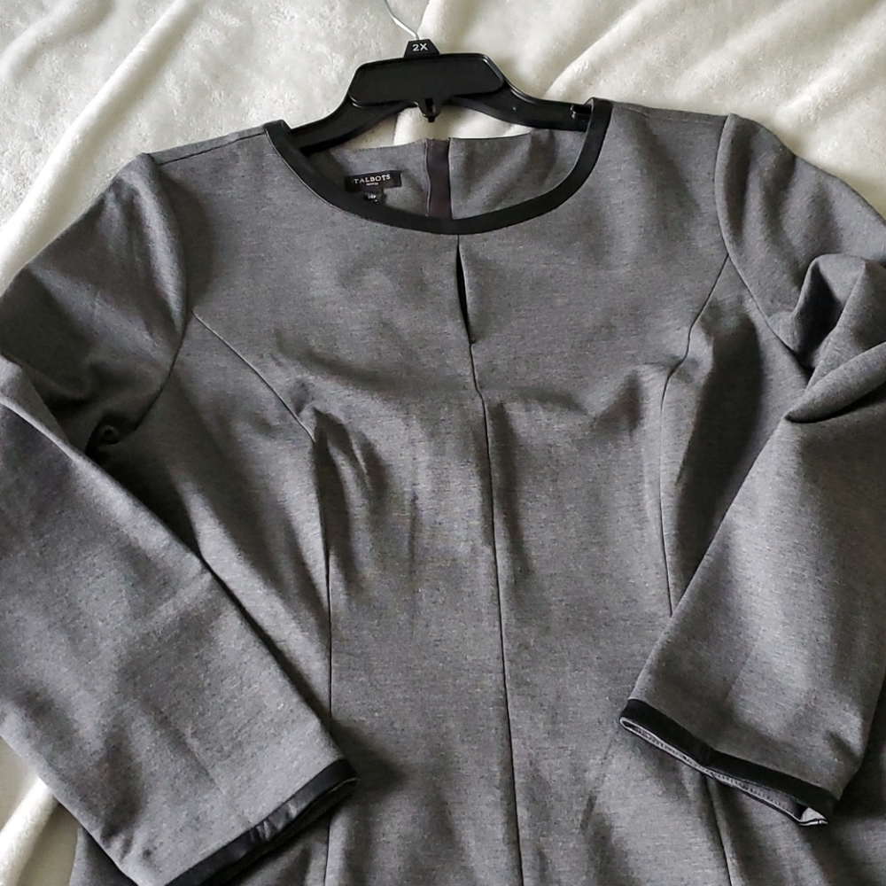 Talbots gray jersey dress 14p